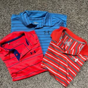 Lot of 3 Under Armour Boys Polos Youth M